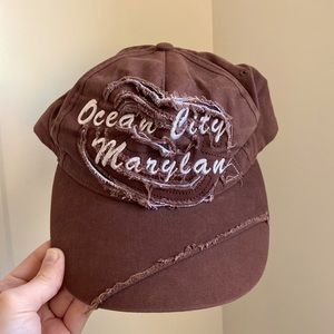 Ocean City Maryland Brown Distressed Baseball Hat